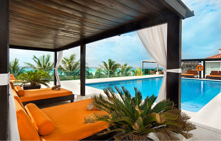 Hotel pool cabana at a resort